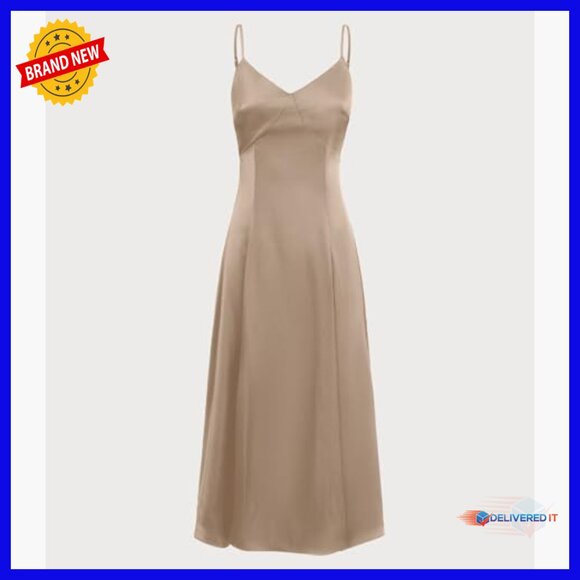 Satin A-Line Midi Dress with Spaghetti Straps for Formal Wedding Guest - Picture 2 of 7